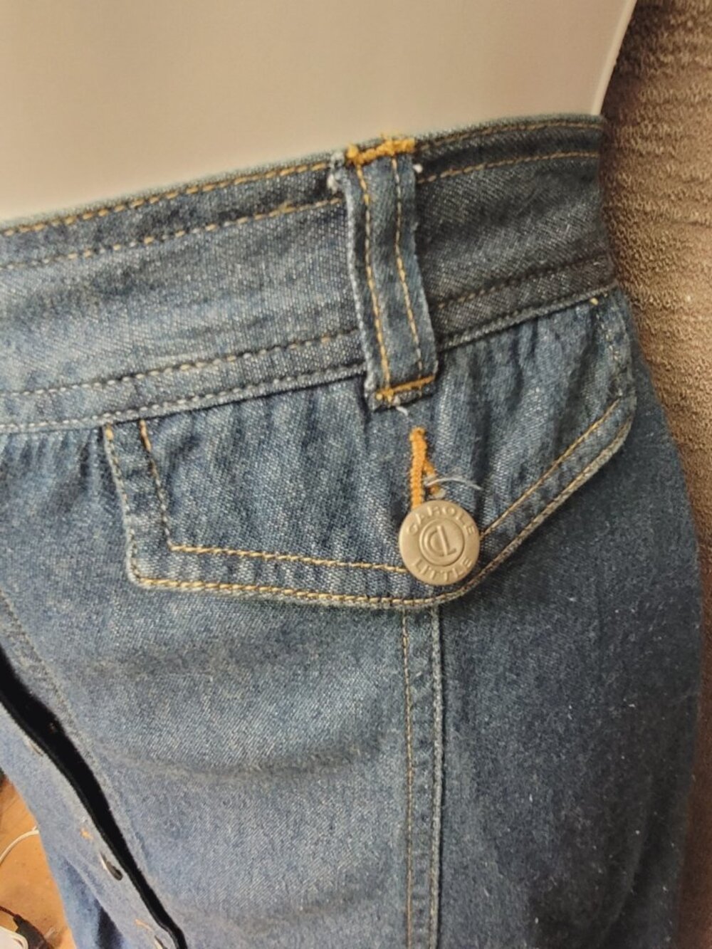 Vintage 90s Denim Maxi Skirt Jean Skirt 20W Y2K Button Front A Line Elastic Back - Picture 9 of 16
